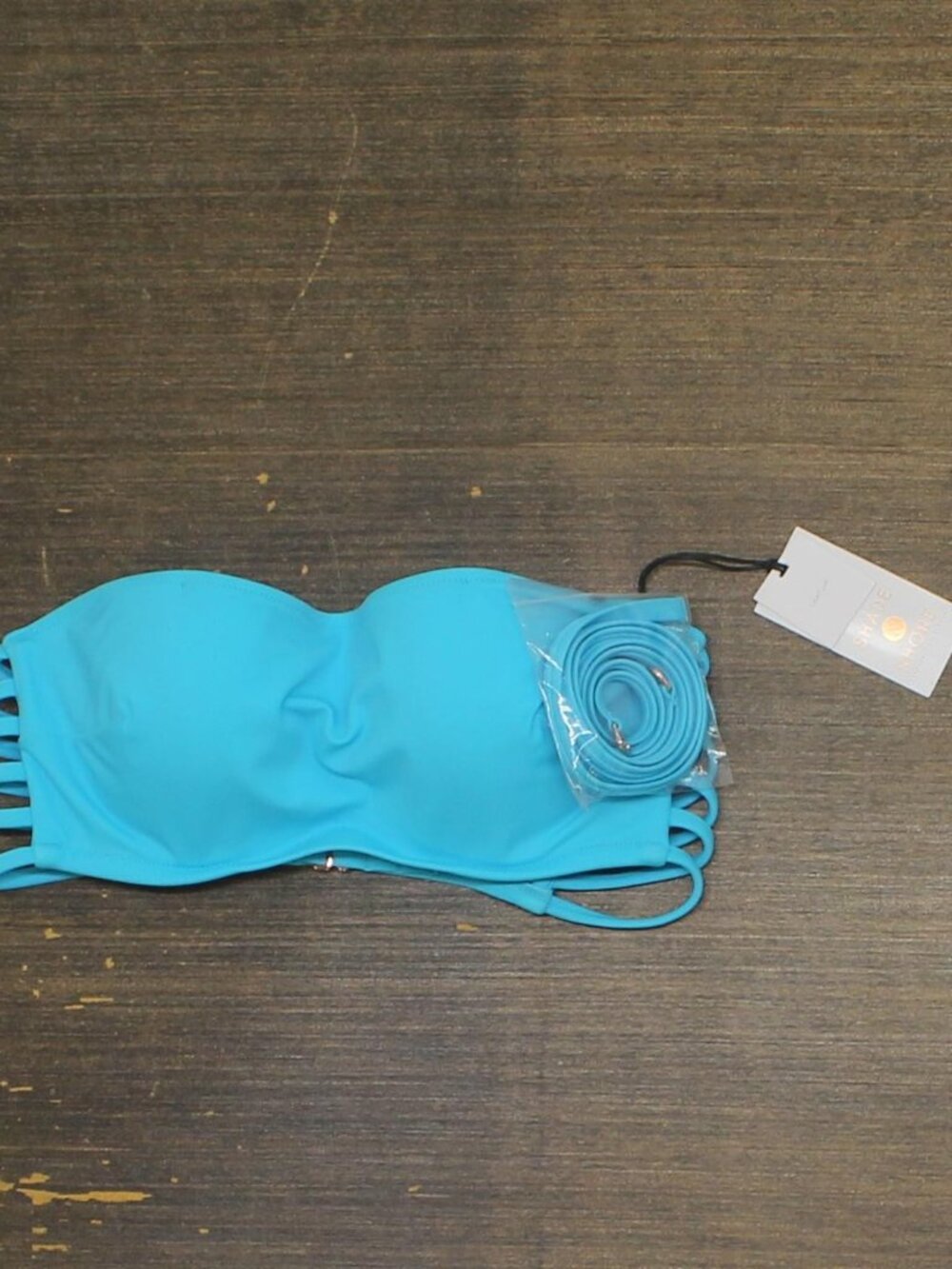Shade & Shore Blue Shade Shore Strappy Bandeau Bikini Swim Top Bright